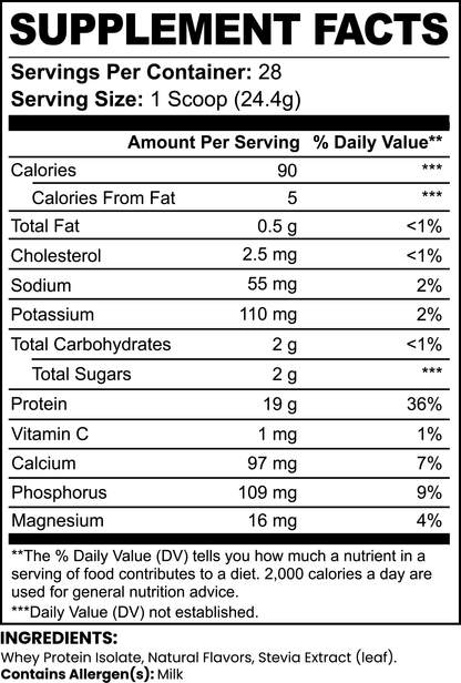 100% Pure Whey Protein Isolate - Vanilla